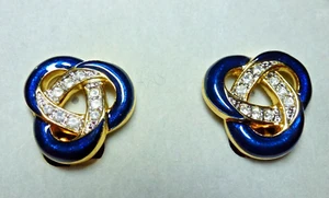 🐿️Emaille - Ohrringe in Cloisonne Technik , Clip verg, Emaille blau, Kristalle - Bild 1 von 2