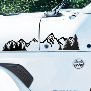 Grand Tetons & Tree Decal for Hood of Jeep Wrangler JL, Gladiator JT 2018+ Set - Bild 1 von 2