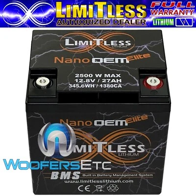 LIMITLESS LITHIUM NANO OEM ELITE 2500W MOTORCYCLE POWER SPORTS 27AH BATTERY NEW
