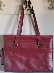 Bueno Red Wine Faux Leather Lap Top Bag Shop Travel Briefcase Tote Handbag - Picture 1 of 17