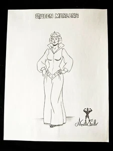 QUEEN MARLENA MOTU ARMANDO CARRILLO Firmado a Mano Lápices 8.5""x11"" ARTE DE CONVENCIÓN - Imagen 1 de 3