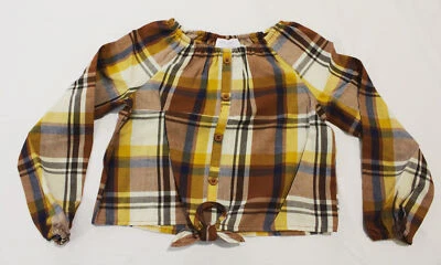 The Children's Place Girls Matching Plaid Tie Top CB7 Ginger Bread Small NWT - Image 1 of 3