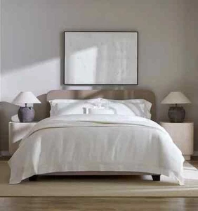 Queen Sferra Fiona White Sateen retail $636 Sheet Set w/standard cases Cotton - Picture 1 of 9