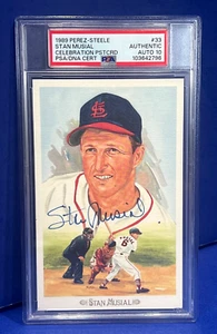 Stan Musial Signed Dot Variation 1989 Perez-Steele #33 Postcard PSA/DNA Auto 10 - Picture 1 of 6