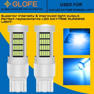2x GLOFE 7443 7440 LED Ice Blue Reverse Backup Light Daytime Running Bulbs 8000K - Picture 1 of 7