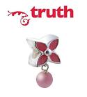 Genuine TRUTH PK 925 sterling silver pink flower dangle European charm bead