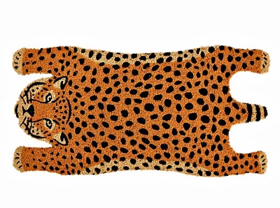 ❀ Fußmatte Leopard Gepard Kokosmatte Türmatte Kokos 75 cm Esschert Fußabtreter - Bild 1 von 3