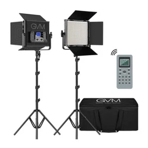GVM 672S B Bi Color LED Studio Video Panel 2 Light Kit Black - Picture 1 of 2