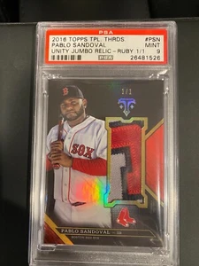 2016 Topps Triple Threads Pablo Sandoval Jumbo Relic Patch Ruby 1/1 MINT PSA 9 - Picture 1 of 2