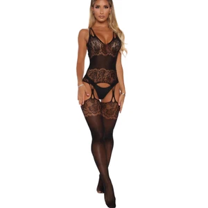 Bodystocking Leg Avenue 89215 difícil de conseguir de encaje NEGRO O/S NUEVO CON ETIQUETAS - Imagen 1 de 2