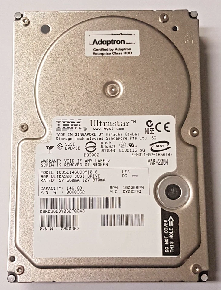 146 GB IBM Ultrastar IC35L146UCDY10-0 Ultra320 SCSI 80pin 10K 3.5 " Hard Drive - Image 1 of 1