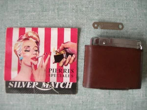 BRIQUET SILVER MATCH + ACCESSOIRES & ETUI CUIR – VINTAGE GAS LIGHTER FEUERZEUG - Imagen 1 de 4