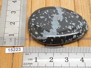 OBSIDIENNE FLOCON DE NEIGE pierre plate naturelle qualité AB 17g reiki galet - Picture 1 of 3
