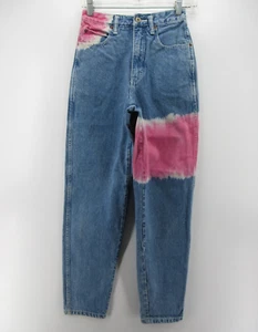 VINTAGE Unionbay Jeans Women 5 6 Blue Mom High Rise Tapered Tie Dye Denim 90s - Picture 1 of 13