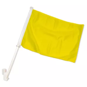 YELLOW Double Sided Car Flag White Solid Color Car Window Flag 100D FABRIC - Picture 1 of 2