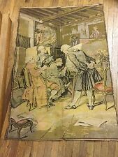 Large French Tapestry ~ Men Watching as Artist Paints. ~ Unusual Subject