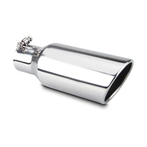 Punta de escape de acero inoxidable borde laminado 2,5" entrada 4" salida 12" tubo de escape largo - Imagen 1 de 10