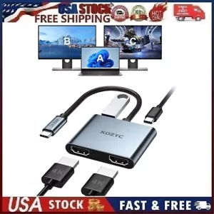 USB C to Dual HDMI Adapter 4K@30Hz, USB C Hub Multiport Adapter with 2xHDMI, ... - Picture 1 of 11