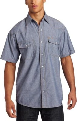 NWT Key Industries 2X Big S/S Western Shirt Chambray Fabric Snap-Up in Blue - Image 1 of 2