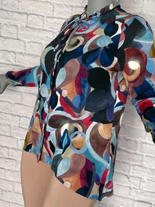 Bluse Shirtbluse 40-60 bunt Rüschen-Kragen langarm Jersey neu - Bild 1 von 6