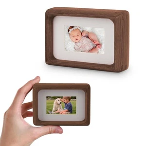 2x3 Picture Frame with 1x2 Mat - Natural Walnut Wood Mini Rustic Frame, Wall ... - Picture 1 of 6