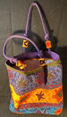 Bolso/Tote/Cartera de Playa Sun N Sand Boho Colorido Floral Algodón GRANDE Foto 1 de 4