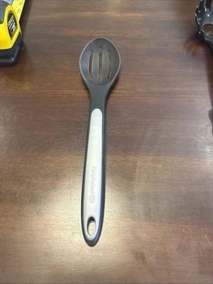 Calphalon 13” Black Nylon SLOTTED SPOON~Gray Silicone~Cooking Serving UTENSIL~EC - Image 1 of 3