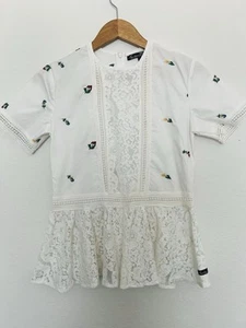 Kamiseta Floral Embroidered Crochet Lace Peplum Blouse Sz S Western Boho - Picture 1 of 11