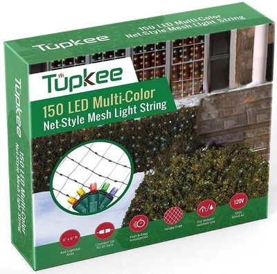 Tupkee Christmas Light Net – 150 LED Multi-Color Mesh Lights - 4 ft x 6 ft –... - Image 1 of 3