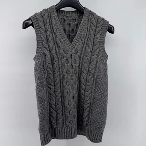Womens Gray Cable Knit Sweater Vest Sleeveless V Neck Knitwear Layering - Picture 1 of 5