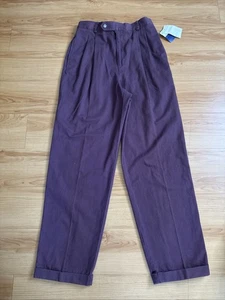 Vintage Liz Claiborne Lizsport lila Baumwolle hohe Taille gerade plissierte Hose Gr.10 - Bild 1 von 15