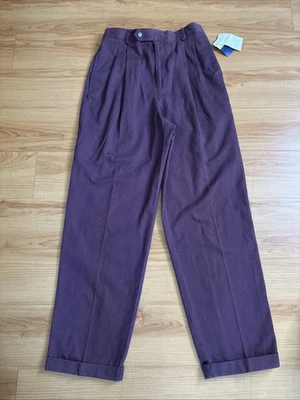 Pantalones plisados rectos de colección LIZ Claiborne LIZSPORT algodón púrpura cintura alta talla 10 Foto 1 de 4