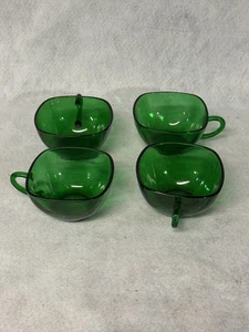 4 tazas de vidrio verde bosque con encanto Anchor Hocking Fire King ¡Excelente! - Imagen 1 de 4