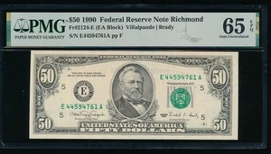 AC $50 1990 Richmond FRN PMG 65 EPQ E-A block Fr 2124-E - Picture 1 of 2