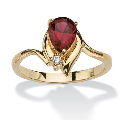 Birthstone and Crystal 18k Gold-Plated Ring - Image 1 of 4