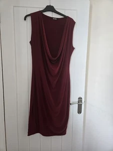 Misguided Burgundy body con style dress, long cowl neckline for that sexy look - Picture 1 of 4
