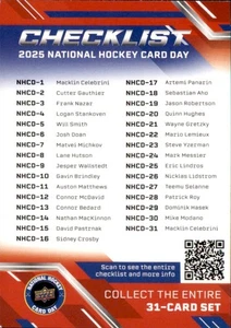 Tarjeta del Día Nacional de Hockey 2025 Upper Deck - Lista de verificación - Imagen 1 de 2