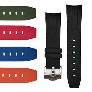 22MM Top Quality FKM Rubber Strap for Seiko SKX/SRPD/5KX with Silver Hardware - Picture 1 of 13