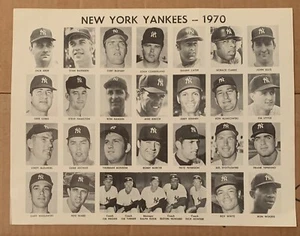 1970 TESTE FOTO SQUADRA NEW YORK YANKEES EMISSIONE SQUADRA CON FACSIMILE AUTO MUNSON ROOKIE - Foto 1 di 3