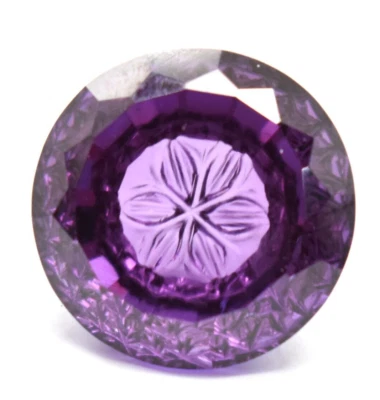 Alexandrite Faceted Carvings Round 19X19X9 mm Lab Created Gemstone For Jewelry - Image 1 of 4
