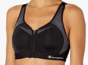 Champion Women's Sports Bra Motion Control Zip Closure Underwire Black 38B NWT - Picture 1 of 12