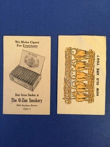 Vintage New Haven CT Trade Card O-Zim Smokery Cigar Shop Lot (2) Tobacciana - Picture 1 of 5