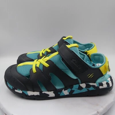 Clarks Shoes Boys 3 M Navy Blue Steggy Roar Kids Sandals Straps Casual - Image 1 of 4