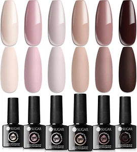 - Set Di 6 Smalti per Unghie in Gel Di Colore Marrone E Rosa Nude, Ottimo Regalo - Foto 1 di 12