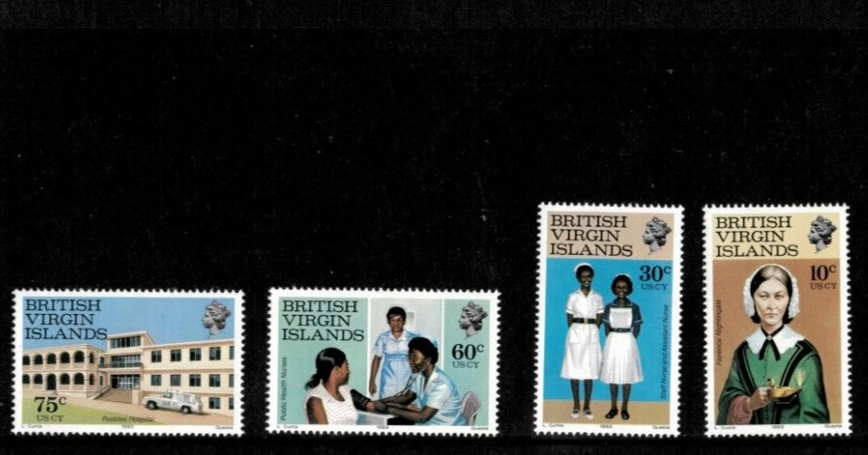 BVI 1983 - Semana de Enfermería - Juego de 4 estampillas - Scott #446-9 - MNH Foto 1 de 1