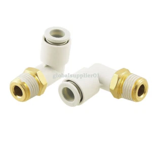 10 Pcs Push in to Connect Pneumatic Elbow Fitting 1/4" PT x 5/16" Tube⊕IK - Picture 1 of 2