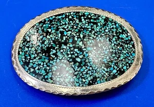 James Martin Navajo Native Artisan Turquoise Onyx Inlaid Belt Buckle  - Picture 1 of 22