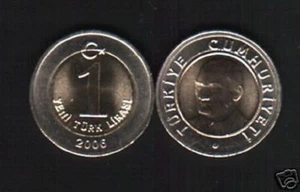 TURKEY 1 Lira KM NEW 2006 x 10 Pcs Lot BI METAL ATATURK UNC COIN MONEY TURKISH - Picture 1 of 1