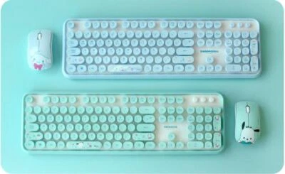 [SANRIO] Pochacco, Cinnamoroll Wireless Keyboard & Mouse Set Retro Typing Keyboa - Image 1 of 3