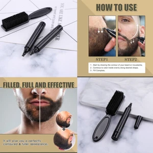 US 1 Pc Beard Pencil Filler Men Bristle Beard Brush Water Proof Micro-Fork Kit - Picture 1 of 20